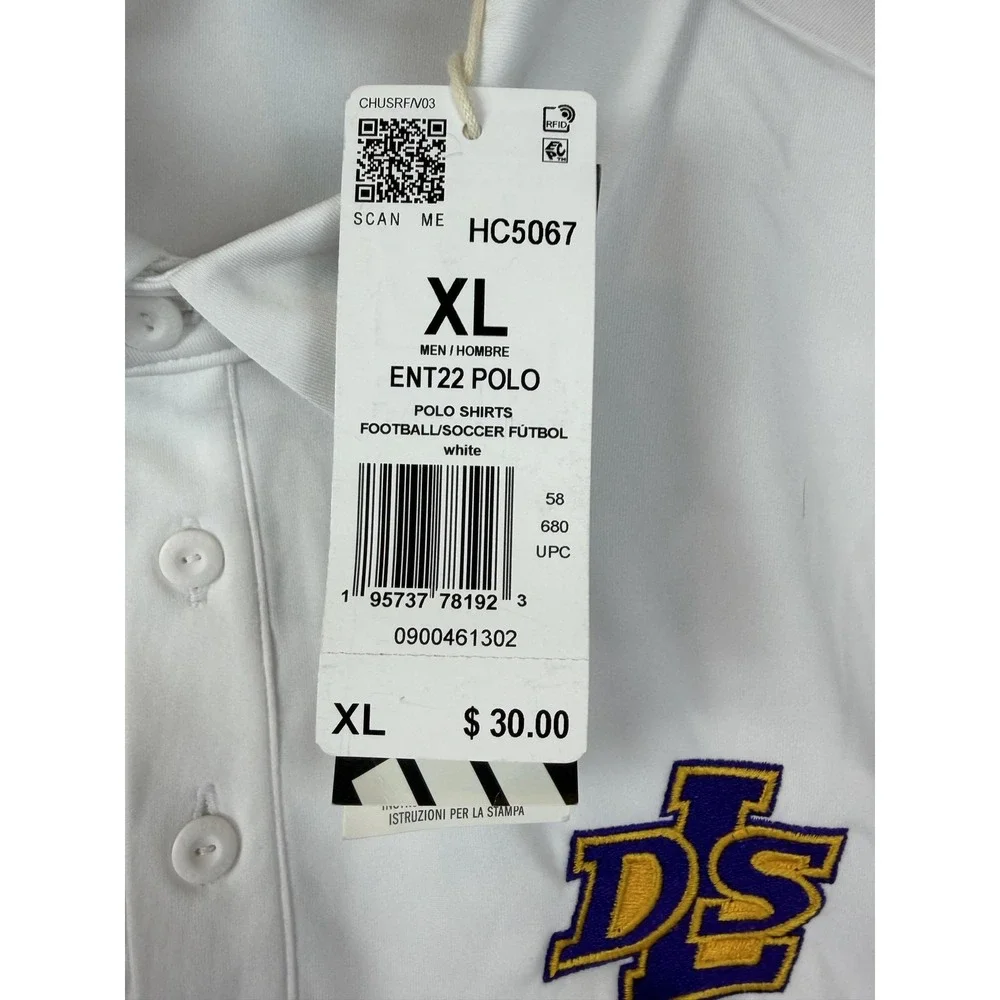 Adidas Polo Shirt Mens XL White AEROREADY DLS Logo ENT22 Football Soccer Men New